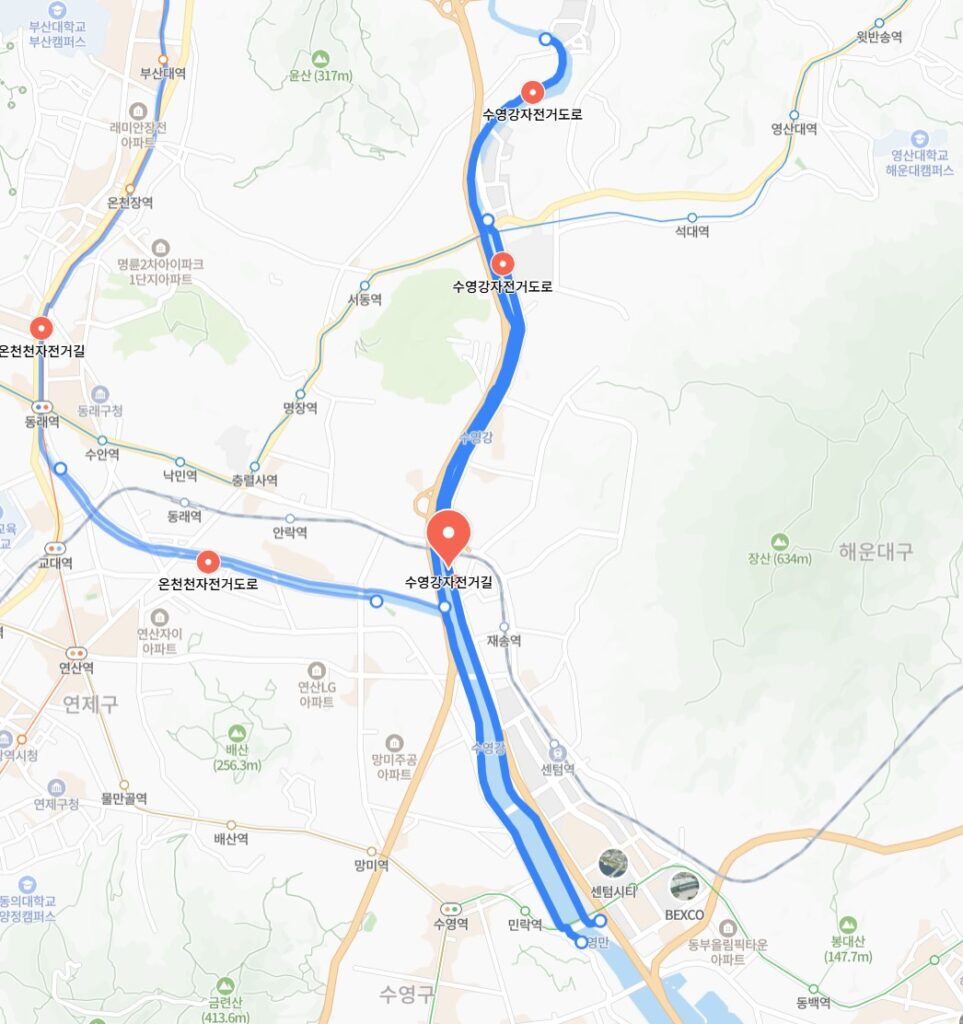 당신의 라이딩은 안전한가요? 부산/울산 자전거 도로 위험 구간 100% 해부 1 수영강자전거길